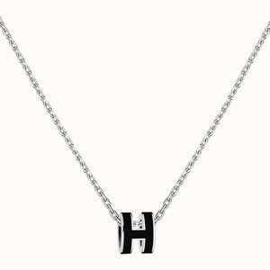 NWT Hermes Mini Pop H Pendant Necklace Black